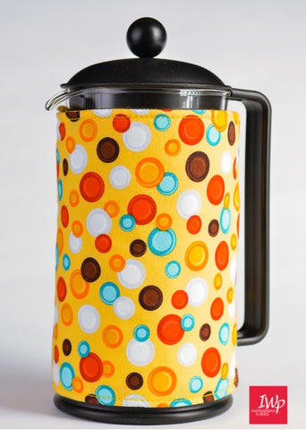 French Coffee Press Wrap - Yellow Bright Dots